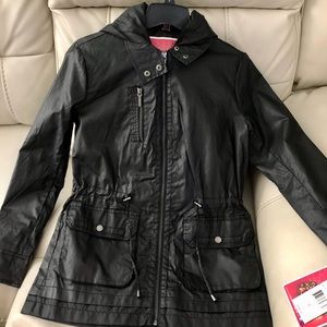 Brand New Small Black Hooded Raincoat